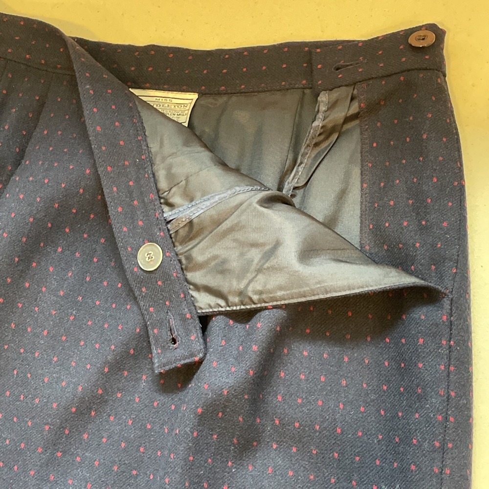 Vintage Pendleton Wool Aline Skirt Size 14 Pockets Blue W/red Dots 70's/80's USA - Picture 6 of 14